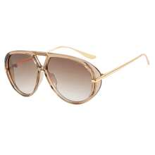 1pc Women's New Large Frame Fashion Glasses, Multi-Color Unique Frame, Double Bridge Design, Luxury Style, Fashionable Metal Temples, Unisex Glasses - Multicolor - View 5