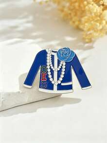 1pc Fashionable Retro Clothing Style Brooch, Suitable For Daily Wear And Commemorative Accessory - Blue - View 3