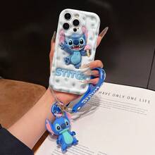 Disney Lilo And Stitch Phone Case : 3D Fluffy Pattern Border Protector Phone Soft Phone Case With A Free Cute Stitch Bracelet Chain Lanyard, Stitch, Lilo, Angel, For Apple 17 Promax 17 Pro 16 15 14 13 12 11 Pro Max XS Max X XR Soft Cover Summer Phone Case - trắng - Xem 1