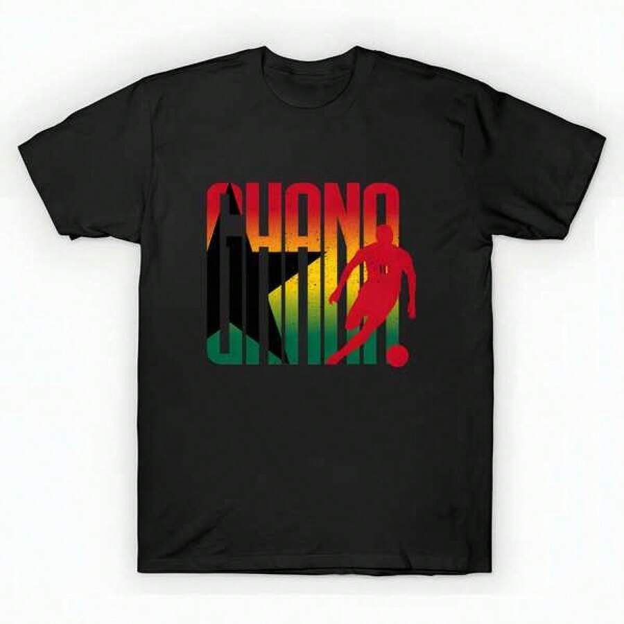 World Cup Ghana Football T-Shirt unisex de la de algodón puro de alta densidad de 220 g. C-AmiS-eta uniS-ex 100 % aL-Godón de - Tejido de alta densidad. Apta para todo tipo de perS-onas, ya sean mujeres o hombres. Tejido duradero de alta C-Alidad apto para todas las estaciones, suave al tacto pero duradero. Tops transpirables. Conjuntos de otoño para mujer. Conjuntos de vaC-Aciones para mujer. Disfraz de Halloween para mujer. - Negro - Ver 1