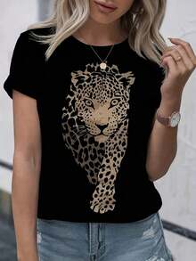 Camisetas Casuales de Manga Corta para Mujer de Primavera y Verano - Negro - Ver 7