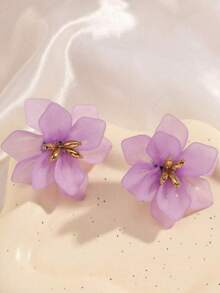 Romantic Floral Earrings, Minimalist Elegant Design, Versatile For Summer, Korean Style - Multicolor - View 2