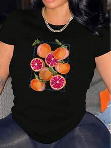 Women's T-Shirt, Comfortable Round Neck, Casual Short Sleeves, Soft And Breathable Top, Women's T-Shirt, Street Style Fabric Spring/Summer - Unisex Cotton Loose Short Sleeve Round Neck Vintage Style T-Shirt. - 黑色 - 查看 6