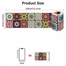 1 rollo de papel tapiz autoadhesivo, pegatina de pared plana con patrón de mandala vintage, pegatina de borde, pegatina de zócalo, adecuado para el hogar, la cocina, la habitación, la pared, la decoración del zócalo - 1PC - Ver 9