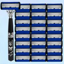 Kit de afeitadora manual de 6 hojas para hombres, navaja lista para viajar y ligera con hojas de repuesto, regalo de aseo económico para uso diario y en vacaciones - Maquinilla de Afeitar - Ver 13