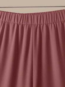 2 piezas Conjunto de top y pantalones casuales estampados para mujer - Rosa vieja - Ver 4