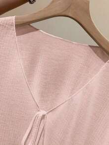 Vestido camisero con adorno de encaje, chaqueta de punto de manga larga para mujer, protección solar de verano - Rosa vieja - Ver 5