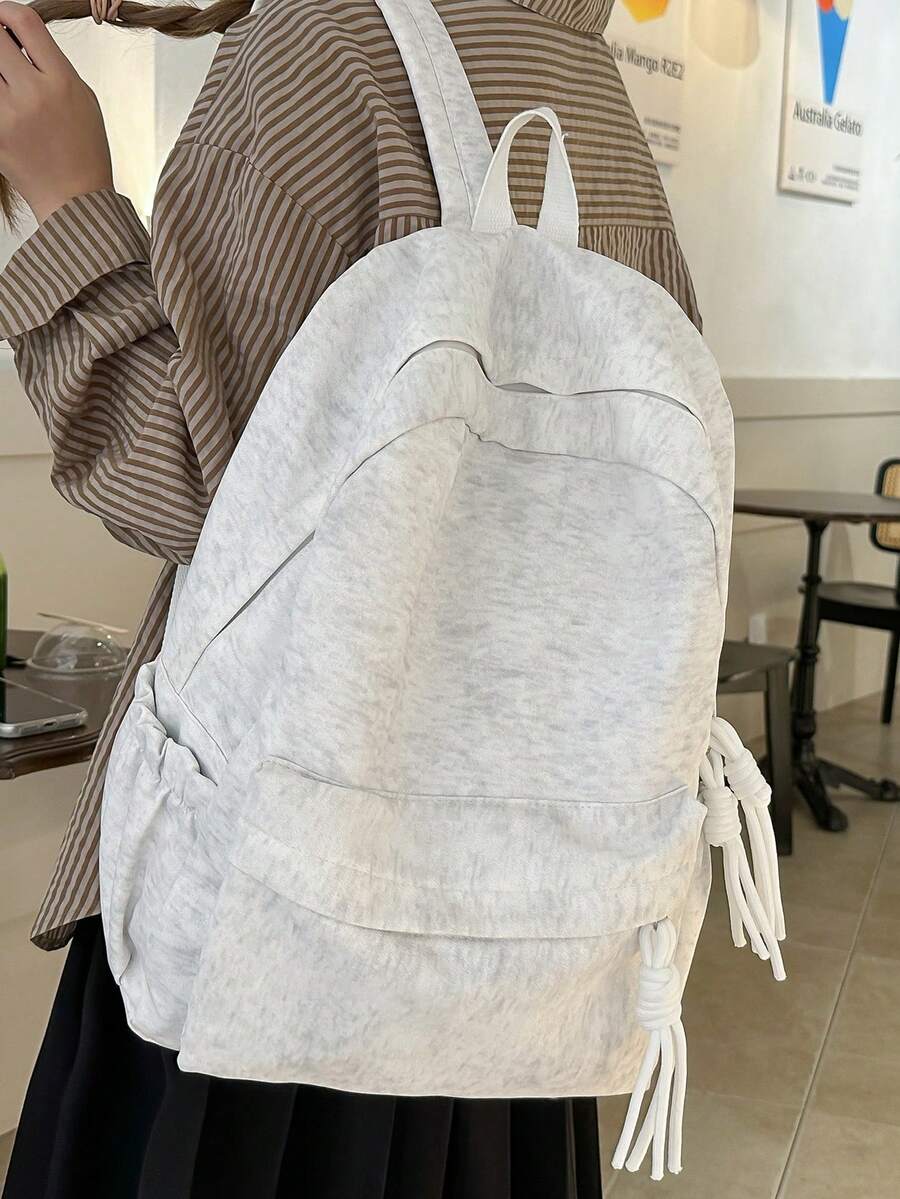 1个极简大容量背包，纯色，适合旅行、购物，可装笔记本电脑和课本 - 米色 - 查看 1