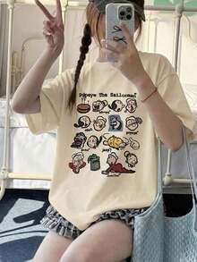 Short-Sleeved T-Shirt With American Retro Design, Unique Design, Slim Fit, Casual Style, Black Color. - 杏 - 查看 6