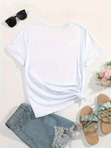 Women's 2026 Travel Themed Crew Neck T-Shirt - High Elasticity Fit, Ideal Matching Sets For Girlfriend Getaways, Graduation Parties And Travel - Machine Washable Casual Travel Themed T-Shirt - 白色 - 查看 4