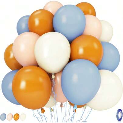 21/41pcs Orange And Blue Autumn Balloons, 10 Inch Grey Blue Orange Brown Pink Balloons, Suitable For Autumn Birthday, Baby Shower, Thanksgiving, Harvest Themed Party Decorations