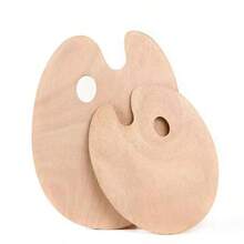 Bảng pha màu gỗ hình bầu dục Motarro có lỗ ngón tay cái - Bảng pha màu gỗ dùng cho vẽ tranh sơn dầu và dụng cụ nghệ thuật, kích thước 8x12 inch. - Mảnh duy nhất - Xem 3