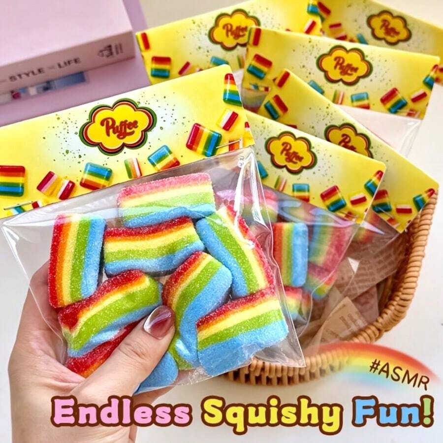 1pc Colorful Sour & Sweet Striped Soft Toy, Designed With Soft Texture, Slowly Rising With Strong Adhesiveness, Can Relieve Irritability, Anxiety, Work And Life Stress, Slow Rebound, High-Quality Silicone Thickened Material, Quickly Popular Bubble Popping, Suitable For Teenage Parties, Gatherings, Games, Gifts, An Excellent Party Gift - Multicolor - View 1