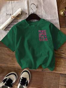 Camiseta de mujer, camiseta de manga corta con gráfico de estilo casual de calle, top de verano lindo - Verde 7 - Ver 2