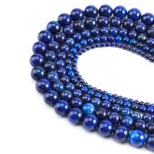 1 hạt đá tự nhiên, hạt đá Lapis Lazuli tròn 4/6/8/10/12mm, hạt đá tự nhiên thích hợp để tự làm vòng tay, vòng cổ, mặt dây chuyền điện thoại, đồ trang sức. - lưu ly - Xem 2