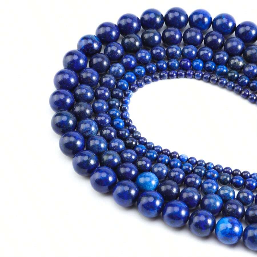 1 hạt đá tự nhiên, hạt đá Lapis Lazuli tròn 4/6/8/10/12mm, hạt đá tự nhiên thích hợp để tự làm vòng tay, vòng cổ, mặt dây chuyền điện thoại, đồ trang sức.