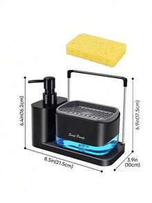 5-In-1 Kitchen Soap Dispenser Set, Includes Soap Dispenser, Sponge Holder, Dish Rack, Tray, Suitable For Sink Countertop Storage - Practical Kitchen Gadget (Towel Not Included) - Multicolor - View 10