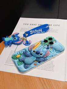 Disney Lilo And Stitch Phone Case : 3D Fluffy Pattern Border Protector Phone Soft Phone Case With A Free Cute Stitch Bracelet Chain Lanyard, Stitch, Lilo, Angel, For Apple 17 Promax 17 Pro 16 15 14 13 12 11 Pro Max XS Max X XR Soft Cover Summer Phone Case - 白色 - 查看 6