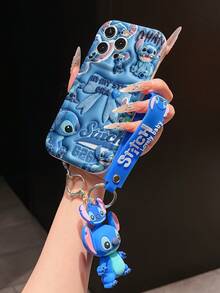 Disney Lilo And Stitch Phone Case : 3D Fluffy Pattern Border Protector Phone Soft Phone Case With A Free Cute Stitch Bracelet Chain Lanyard, Stitch, Lilo, Angel, For Apple 17 Promax 17 Pro 16 15 14 13 12 11 Pro Max XS Max X XR Soft Cover Summer Phone Case - trắng - Xem 4