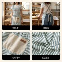 Personalized Striped Apron With Pockets, Embroidered Baking Kitchen Workwear - Multicolor - View 7
