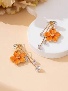 1 Pair Glamorous Handmade Orange Plumeria Pendant Earrings, Luxurious Summer New Design For Women - Orange - View 4