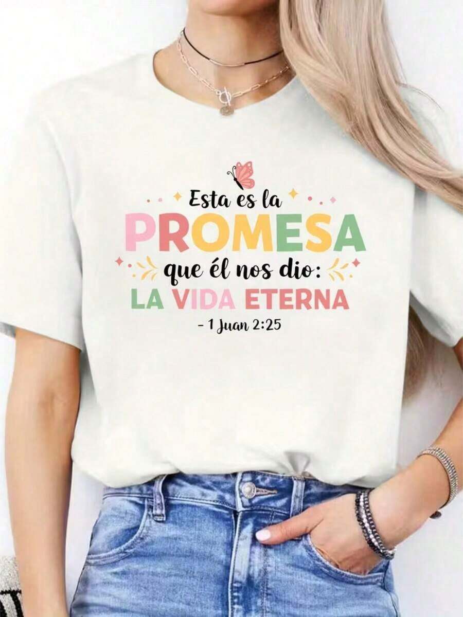 Camiseta estampada para mujer, moderna y creativa, adecuada para todas las estaciones, fácil de usar, casual, cómoda, suave, transpirable, de cuello redondo, manga corta, estilo versátil para fitness y actividades diarias al aire libre.