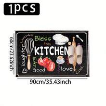 1pc Colorful Chalk Board Kitchen Pattern Printed Faux Wool TPR Bottom Doormat, Bathroom Mat, Kitchen Mat, Laundry Room Mat, Holiday Decor, Home Decor, Party Decor, Wedding Decor, Dining Decor - Multicolor - View 13