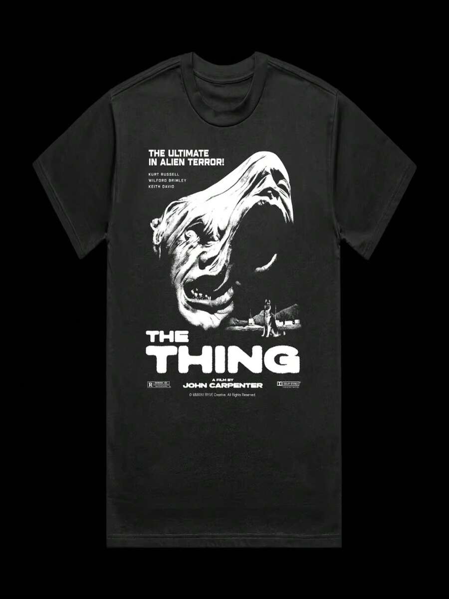 RYVETheThing T-Shirt, Creative Clothing, Unisex Short-Sleeved Printed T-Shirt, Funny T-Shirt Suitable For All Seasons, Black T-Shirt. - 黑色 - 查看 1
