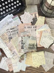 100 lembar/paket Kertas Dekoratif Bergambar Koran Vintage dengan Latar Belakang Huruf Inggris - BQ961-Koran pagi pagi - View 2
