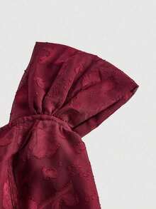 MOD Vestido romántico de hombros descubiertos color vino tinto, adecuado para citas, San Valentín, vacaciones - Burdeos - Ver 3