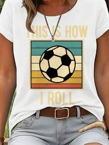 Show Off Your Love For Football With This Vintage T-Shirt, Featuring A Ball And The Phrase "This Is How I Roll", Ideal For Sports Lovers. - 白色 - 查看 6