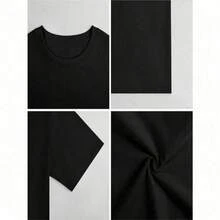 Women's Comfortable Round Neck Casual Cotton Blend Short Sleeve T-Shirt Soft Breathable Top Women's Clothing Summer Spring Streetwear - 黑色 - 查看 3