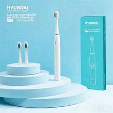 HYUNDAI فرشاة أسنان كهربائية سونيك | مقاومة للماء بمعيار IPX6، تنظيف بمستويين، تعمل بالبطارية، رأس فرشاة ناعم يدوم طويلاً، محمولة للاستخدام المنزلي والسفر، تأتي مع رؤوس فرشاة بديلة - أبيض - مشاهدة 3