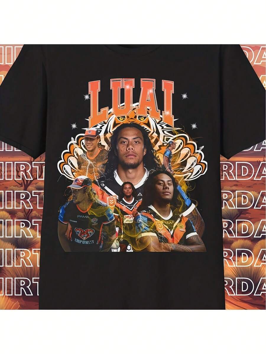 Unisex T-Shirt Featuring A Jermayne Luai Western Tigers Design For Men And Women. Soft And Essential For Year-Round Casual Wear, This Versatile T-Shirt Is Perfect For Any Occasion. It's An Affordable Everyday Essential And A Great Gift For Fans And Friends. With Its Crisp, Streamlined Cut, This Garment Creates A Clean And Vibrant Look. Its Relaxed Yet Flattering Silhouette Suits All Body Types, Offering A Style That's Both Casual And Sophisticated. - 黑色 - 查看 1