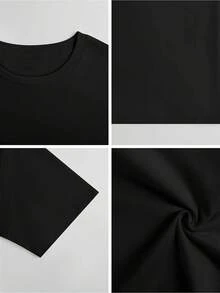 Women's T-Shirts, 1-Piece Set Of Women's Round Neck T-Shirt, Comfortable, Soft And Breathable, With Floral And Heart Prints, Pretty Clothing, Suitable For Sports And Fitness, Daily Wear, Outdoor Activities And Any Other Occasion, A Gift For Friends And Family, Easter, Mother's Day. - 1件黑色隨機圖案 - 查看 5