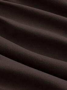 Vestido de línea A sencillo de unicolor para mujer con cintura fruncida y diseño de halter en forma de V - Marrón Chocolate - Ver 4