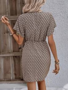 Vestido de cintura con cuello en V, vestido sexy cruzado de Europa y América - Negro - Ver 3