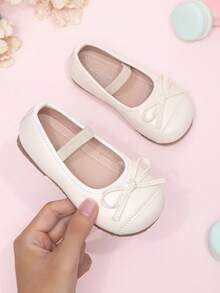 New Korean Style Girls' Soft Sole Shoes With Bow, Anti-Slip Fashion Shoes For Toddlers - Beige - View 2