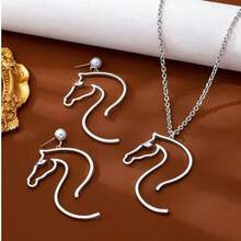 Exaggerated Minimalist Western Cowboy Style Horse Head Earrings (Unisex) - Platinum a - View 5