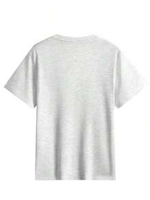 Retro Style Band Print Short Sleeve T-Shirt, Dark Grey, 100% Cotton, Casual Rock Style For Women, Women's Short Sleeve T-Shirt, Women's Top, T-Shirt, 100% Cotton, For Women, Regular Length, Comfortable Pure Cotton Fabric, Machine Washable. - 淺灰色 - 查看 3