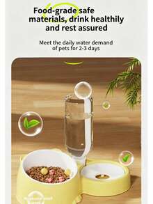 二合一自动补水宠物碗，15°倾斜颈部保护猫狗食物饮水器，带350毫升水瓶 - 350ml - 查看 7