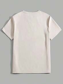 X Manfinity Men's Short Sleeve Knit T-Shirt With Round Neck And Cartoon Print In Black - Beige - View 3