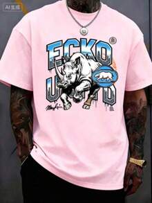 The Iconic ECKO Unltd Graphic Features A Bold Rhino Emblem With Urban Camouflage Lettering Symbolizing Strength Individuality Urban Culture   220g - 粉紅色2 - 查看 1
