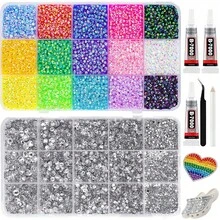 15/40色樹脂果凍水鑽，3mm/4mm/5mm平底寶石附鑷子，適用於DIY服飾、鞋子、閃亮套裝、鑽石藝術用品、亮面裝飾、手工藝用品、杯子、鑽石畫裝飾等 - 多色C - 查看 13