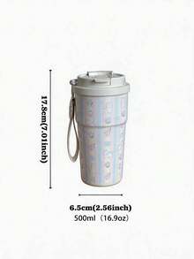 1pc 500ml (16.9oz) Lace Floral Themed Double Wall Stainless Steel Insulated Tumbler, Fabric Strap, 2 Drinking Modes - Straw & Sip Lid, Suitable For Home, Office, Gym, Travel, School, Kitchen, Gift For Partner, Mother's Day, Back To School, Graduation, Anniversary - Multicolor - View 4