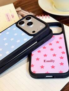 Customized Minimalist Star & Letter Slogan Phone Case, Full Coverage Hard Shell Protective Cover Suitable For IPhone 11/12/13/14/15/16 17 Pro Max - Multicolor - View 9
