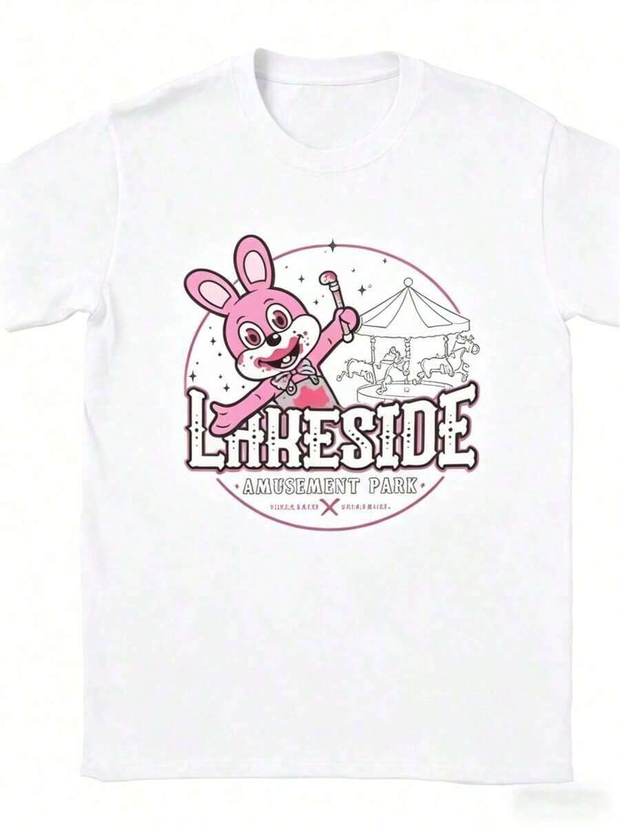 Fashion Printed T-Shirts For Women, Oversized Streetwear Tops, Comfortable And Stylish All-Match Summer Tees. Lightweight And Fashionable T-Shirts For Men And Women, High-Quality Clothing With Round Neck And Short Sleeves, With Lakeside Park Silent Hill 01336 Print, Cotton, Well-Fitting. - 白色 - 查看 1