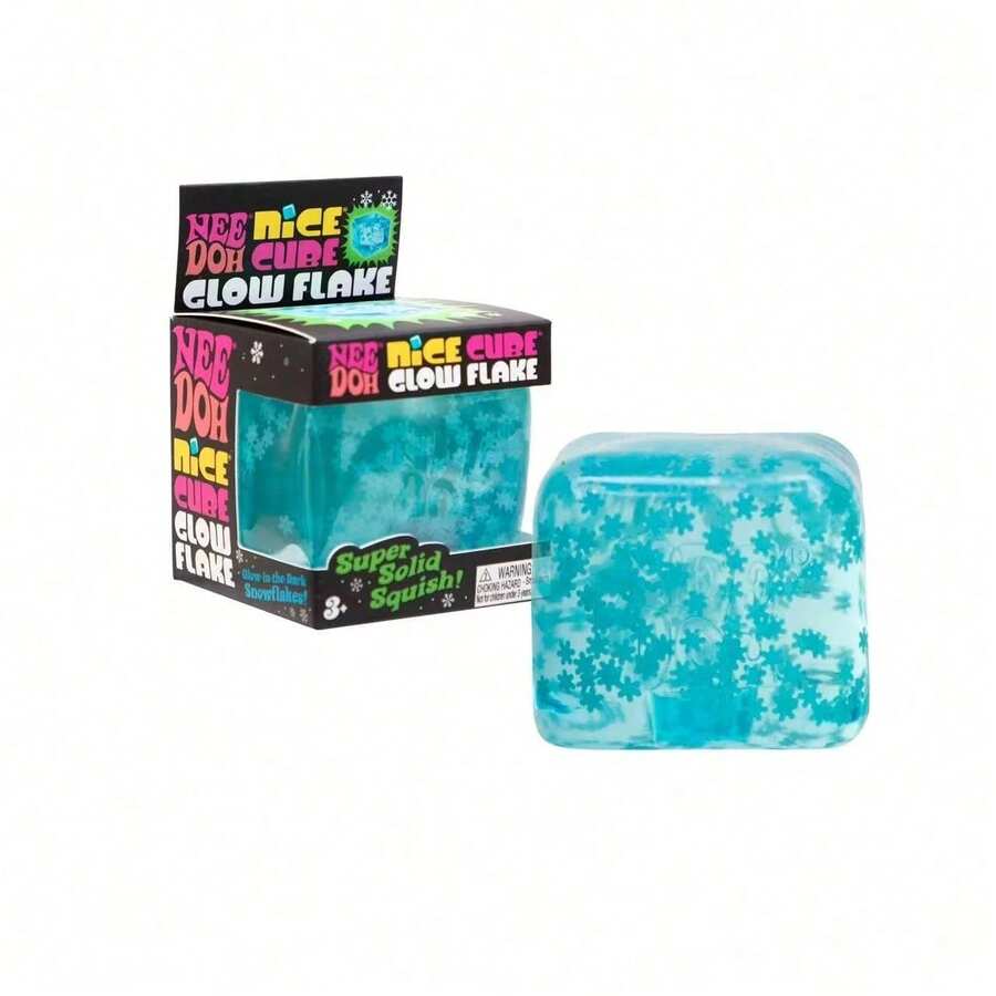 Glow In The Dark Snowflake Cube Stress Relief Fidget Toy, Super Solid Squish Squeeze Ball, Anti-Anxiety Sensory Toy For Teens & Adults, Desk Fidget Toy, Relaxing Hand Therapy Toy, Birthday/Christmas Gift - 藍色 - 查看 1