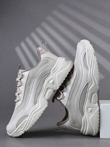 Giày thể thao nam, giày sneaker thường ngày, giày buộc dây đế mềm thoải mái, giày thể thao học viện cho nam, giày cổ thấp nhẹ nhàng dùng hàng ngày. - Màu Khaki - Xem 2