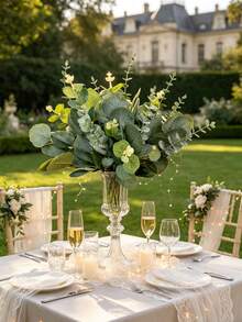 15 bông hoa giả 3 loại: hoa baby's breath và lá bạch đàn, dùng trang trí bình hoa cưới, bó hoa, quà tặng sinh nhật, tốt nghiệp. - màu xanh lá - Xem 2